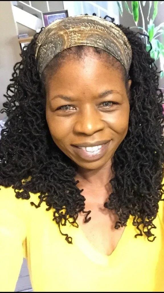 Long ombre locs with glasses